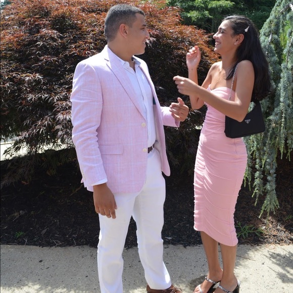 MESHKI shimmer pink, body-con dress - Picture 8 of 10